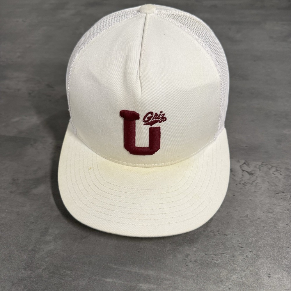 Vintage‎ Montana Grizzlies Snapback Hat White Maroon White Mesh Trucker Cap 09s